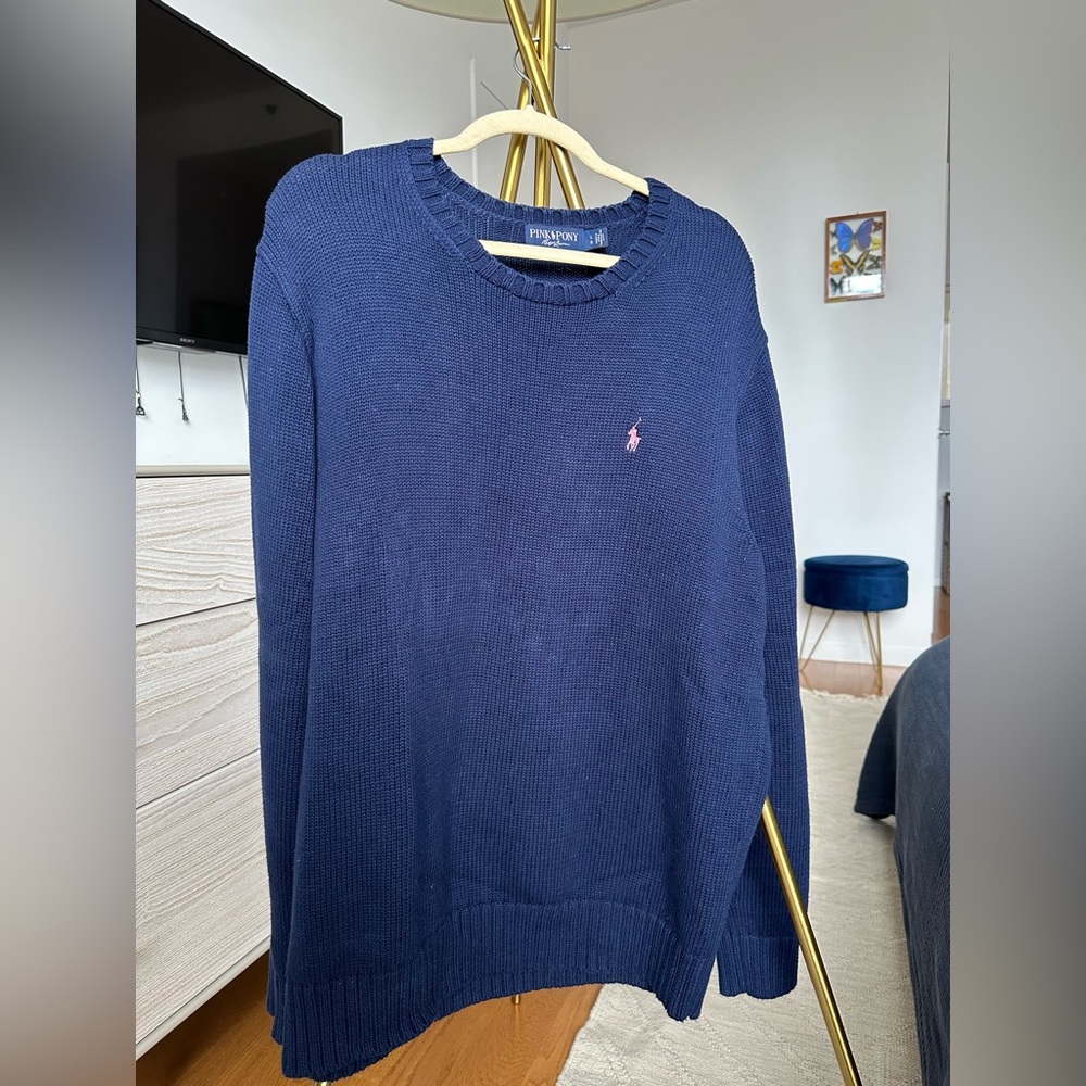 Ralph Lauren Men’s Navy Pink Pony Crewneck Sweater